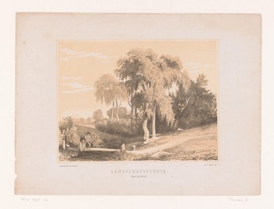 Landschapsstudie (cím az objektumon) alkotó: Edouard Taurel