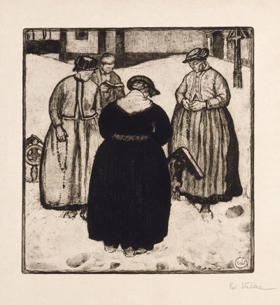 Sír körül; Sír körül (rézkarc és akvatinta) alkotó: Edouard Vallet
