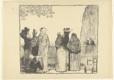 Látogatók a párizsi Tuileriák kertjében Les Tuileries Croquis L