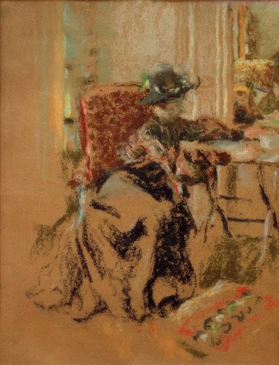 Nő a szobában vagy a látogató alkotó: Edouard Vuillard