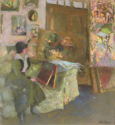 Modell zöld kanapén; A modell zöld dívánnal, 1915 alkotó: Edouard Vuillard