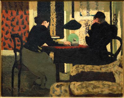 Két nő egy lámpa alatt (festmény vászonra) alkotó: Edouard Vuillard