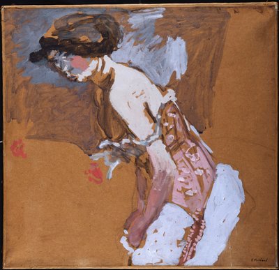 Vörös fűzős nő alkotó: Edouard Vuillard