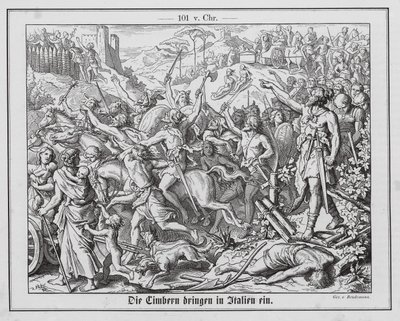 A rómaiak területének megszállása a cimbriek által alkotó: Eduard Bendemann