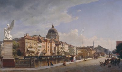 Német: Ansicht der Rückfront der Häuser an der Schloßfreiheit A Schloßfreiheit-i házak hátsó nézete alkotó: Eduard Gaertner