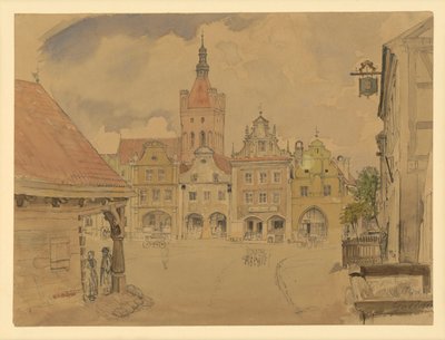 Piac tér Gollubban alkotó: Eduard Gaertner