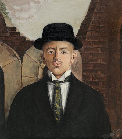 Vaszilij Kamenszkij költő portréja cilinderben 1884-1961, 1917 alkotó: Eduard Gustavovich Shiman