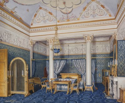 A Téli Palota belső terei. Alexandra Fjodorovna császárné hálószobája, 1870 alkotó: Eduard Hau