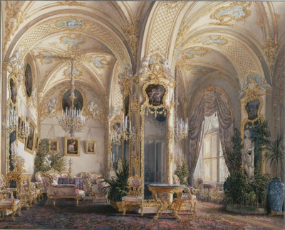A Téli Palota belső terei. Rokokó stílusú szalon Ámorokkal, 1860-as évek alkotó: Eduard Hau
