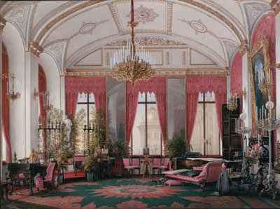 A Téli Palota belső terei. Mária Alekszandrovna császárné málnatanulmánya, 1860-as évek alkotó: Eduard Hau