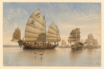 Dzsunkák Hongkong előtt alkotó: Eduard Hildebrandt