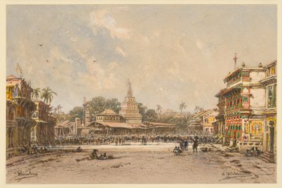 Utca Bombayban alkotó: Eduard Hildebrandt