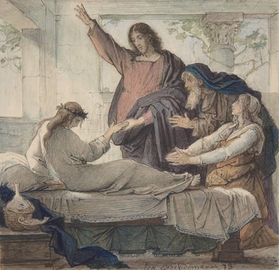 Jairus lányának felnevelése, 1873. alkotó: Eduard Julius Friedrich Bendemann