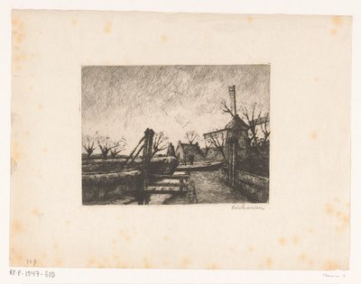 Út híddal az árok mentén alkotó: Eduard Karsen (signed by artist)