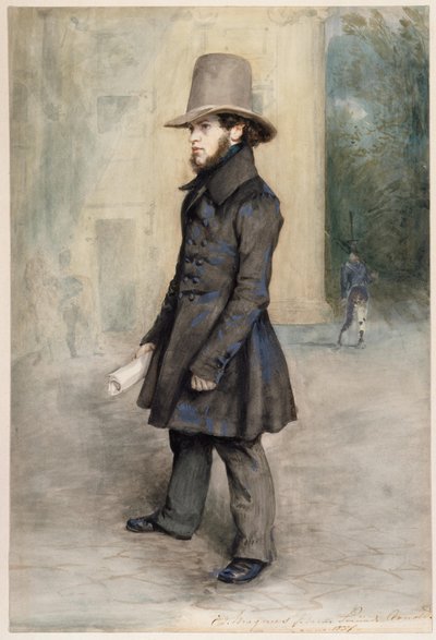 Német: Adolph von Menzel biedermeier kalappal alkotó: Eduard Magnus