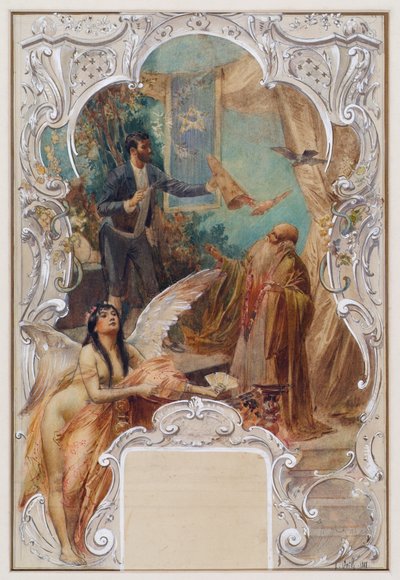 Varázsló (vázlat egy falfestményhez a Varieté Ronacherben, Bécsben) alkotó: Eduard Veith