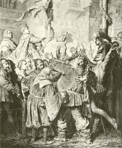 Henry V elutasítja Falstaffot (mélynyomás) alkotó: Eduard von Grutzner