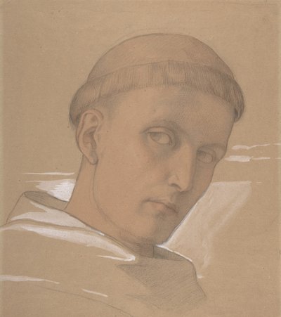 Tanulmány Szent Ágoston fejéről, a Madonna és a Gyermek... festményéhez, 1846. alkotó: Eduard von Steinle