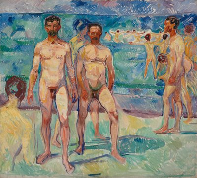 Fürdőző férfiak; középkor alkotó: Edvard Munch