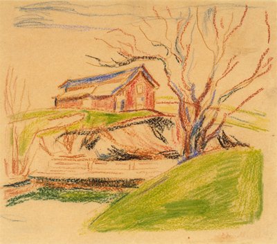 House on the Hill (zsírkréta) alkotó: Edvard Munch