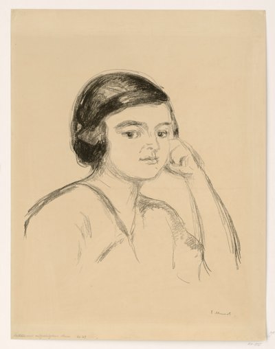 Fiatal nő (fiatal nő kezével az arcán; lány megtámasztott karral) alkotó: Edvard Munch