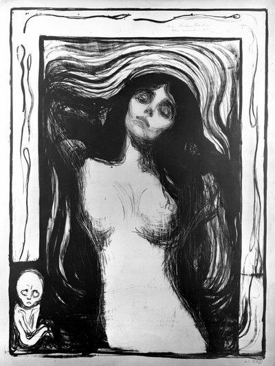 Madonna, Edvard Munch litográfiája, amelyet Dr. Buchernek szentelt. alkotó: Edvard Munch