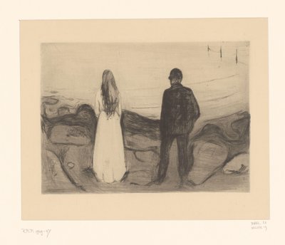 Férfi és nő állt a parton Két ember (eredeti cím) alkotó: Edvard Munch