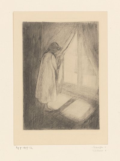 Lány hálóingben az ablaknál A lány az ablaknál (eredeti cím) alkotó: Edvard Munch