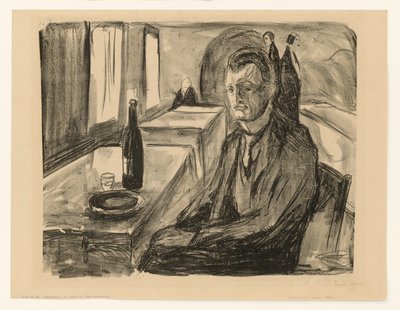 Önarckép borosüveggel alkotó: Edvard Munch