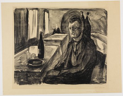 Önarckép borosüveggel alkotó: Edvard Munch