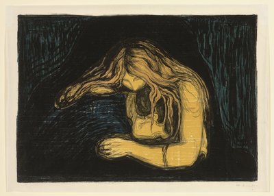 Vámpír II, c. 1895-1902 (színes litográfia és fametszet) alkotó: Edvard Munch