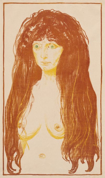 Vörös hajú, zöld szemű nő (A bűn) alkotó: Edvard Munch