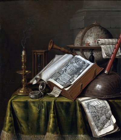 Vanitas csendélet, Edwaert Collier (1642-1708), - Olaj, fa, 29x25,1 - Magángyűjtemény alkotó: Edwaert Colyer or Collier
