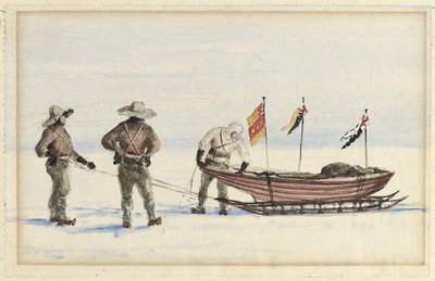 A szánkóparti Fehér-szigetre, 1902. február: Shackleton, Wilson és Ferrar útra készülnek, 1902 alkotó: Edward Adrian Wilson