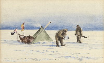 A szánkóparti Fehér-szigetre, 1902. február: Shackleton és Wilson tábort ver, 1902 alkotó: Edward Adrian Wilson