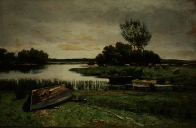 Tó evezős csónakokkal (olaj, vászon) alkotó: Edward Arthur Walton