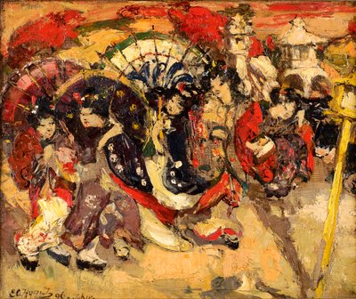 Japán figurák a kertben alkotó: Edward Atkinson Hornel