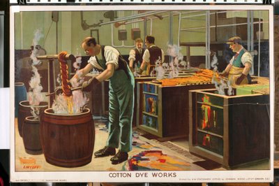 Cotton Dye Works, az „Empire Trade is Growing” sorozatból (színes litho) alkotó: Edward Barnard Lintott