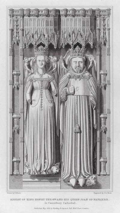 4. Henrik király és Navarrai Johanna királynő képmása a canterburyi katedrálisban (metszet) alkotó: Edward Blore