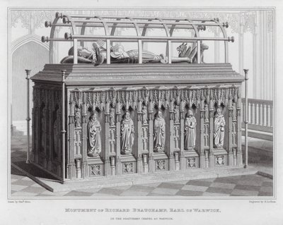 Richard Beauchamp, Warwick grófjának emlékműve a warwicki Beauchamp-kápolnában (metszet) alkotó: Edward Blore