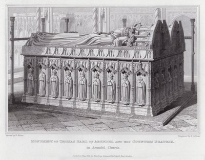 Arundel Tamás grófjának és Beatrix grófnőjének emlékműve az Arundel-templomban (metszet) alkotó: Edward Blore