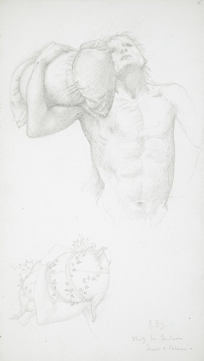 Párnát tartó férfi akt alkotó: Edward Burne-Jones