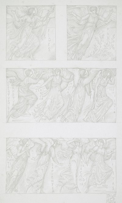 Allegorikus alakokról készült vázlatok alkotó: Edward Burne-Jones