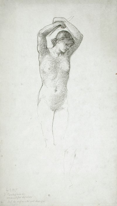 Álló, karjait felemelő női akt alkotó: Edward Burne-Jones