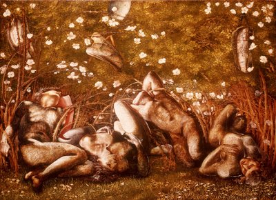 Tanulmány a "The Sleeping Knights" számára alkotó: Edward Burne-Jones