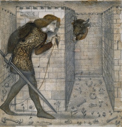 Tile Design - Thészeusz és a Minótaurosz a labirintusban alkotó: Edward Burne-Jones
