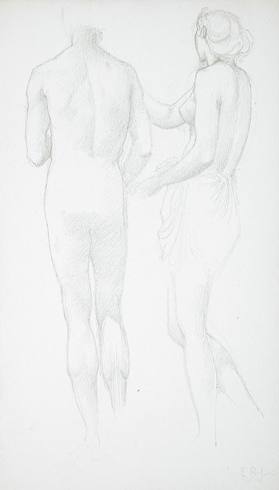 Két meztelen alak hátulról nézve alkotó: Edward Burne-Jones