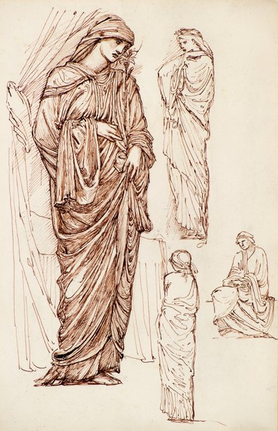 Szűz Mária és Szent Erzsébet, ruhás alakok alkotó: Edward Burne Jones