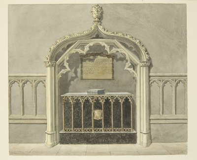 Mary Grosett emlékműve a bristoli katedrálisban (ceruza és akvarell papíron) alkotó: Edward Cashin