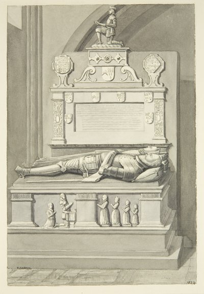 Sir Henry Newton és Lady Newton emlékműve a bristoli katedrálisban (ceruza és akvarell papíron) alkotó: Edward Cashin